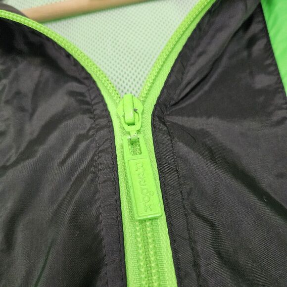 Vtg 90s Reebok Windbreaker Mens L Track Jacket Neon Colorblock Zip Up Pockets - Picture 4 of 10